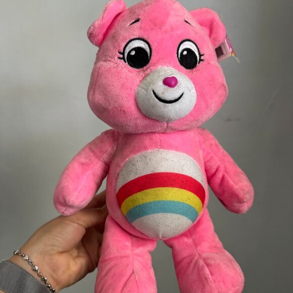 Care Bears Cheer Bear Plush Stuffed Animal Pink Rainbow Belly 2020 Basic Fun - Picture 1 of 6